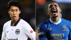 Daichi Kamada of Eintracht Frankfurt and James Tavernier of Rangers