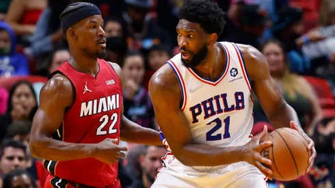 Jimmy Butler (left) and Joel Embiid.