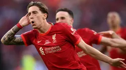 Kostas Tsimikas of Liverpool celebrates