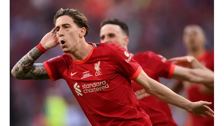 Kostas Tsimikas of Liverpool celebrates