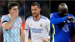 Harry Maguire, Eden Hazard, and Romelu Lukaku