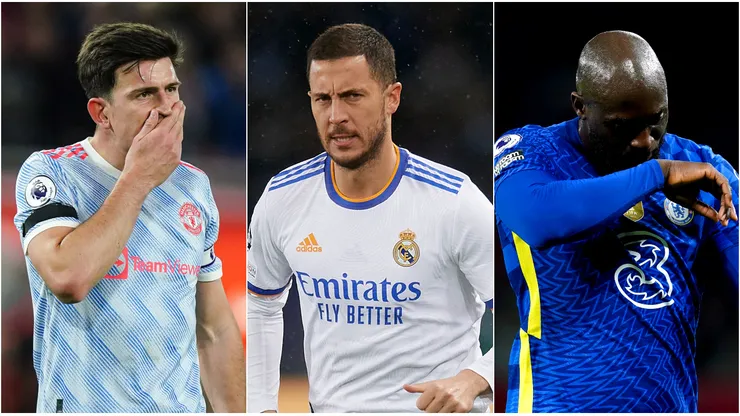 Harry Maguire, Eden Hazard, and Romelu Lukaku