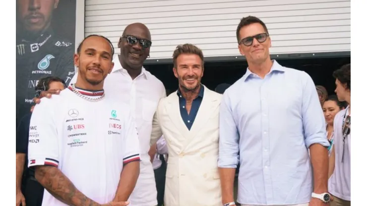L-R: Lewis Hamilton, Michael Jordan, David Beckham and Tom Brady