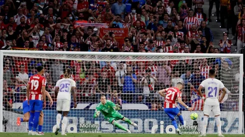 Yannick Carrasco of Atletico Madrid scores
