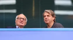 Todd Boehly (right), prospective buyer of Chelsea FC speaks to Bruce Buck, Chairperson of Chelsea