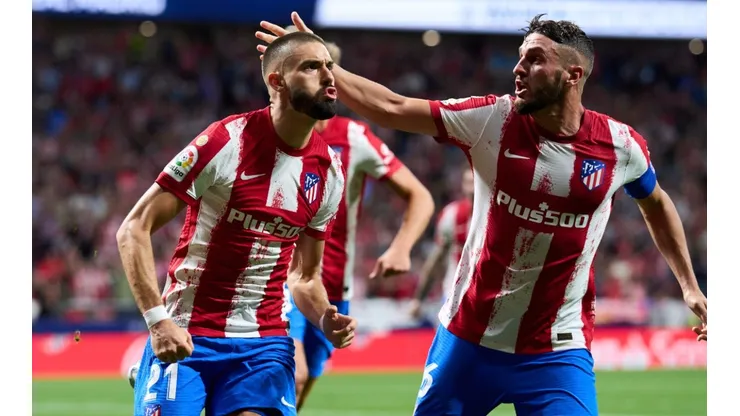 Yannick Carrasco of Club Atletico de Madrid celebrates after scoring