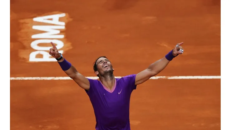 Rafael Nadal of Spain celebrate winning match point