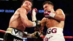 Canelo Alvarez gets punched by Gennady Golovkin in 2018