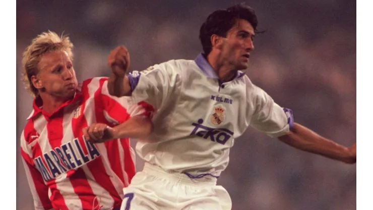 Radek Bejbl of Atletico Madrid and Christian Panucci of Real Madrid