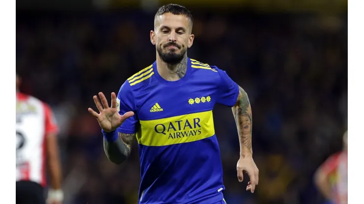 Dario Benedetto of Boca Juniors celebrates after scoring