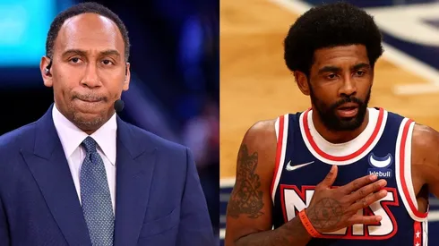 Stephen A. Smith (left) & Kyrie Irving.