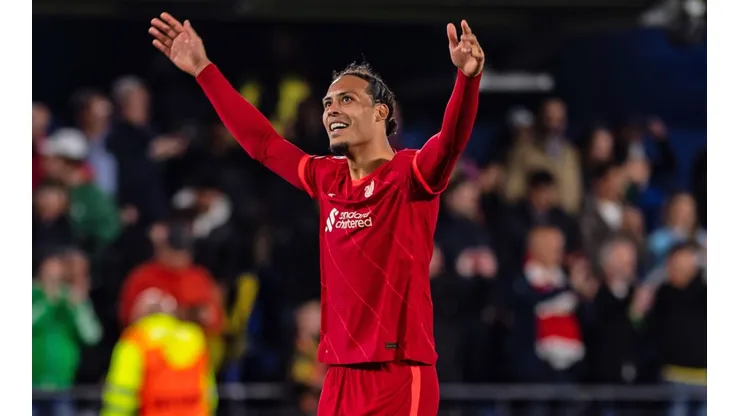 Virgil Van Dijk celebration at the end of the match between Villarreal CF and Liverpool FC