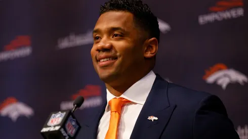 Russell Wilson in his first press conference as a Bronco.