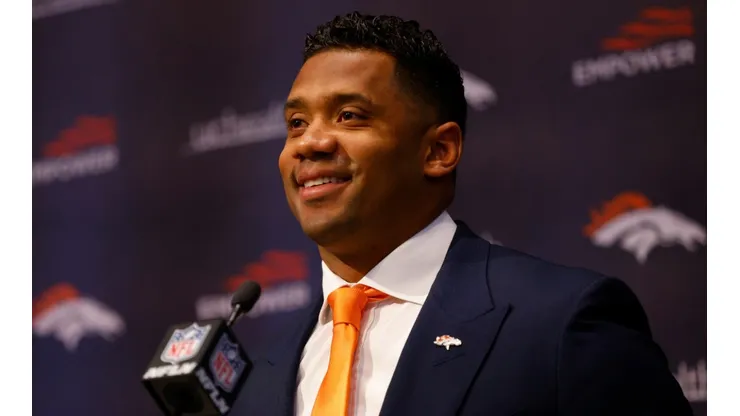 Russell Wilson in his first press conference as a Bronco.