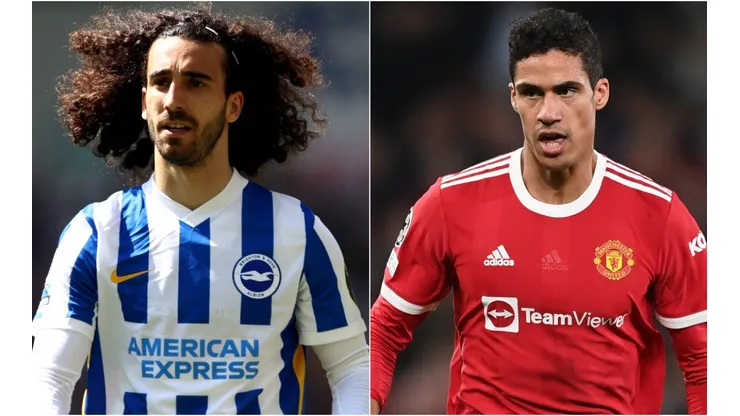 Marc Cucurella of Brighton and Raphael Varane of Manchester United