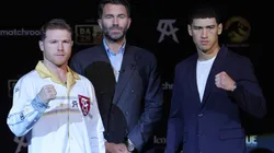 Canelo Alvarez and Dmitry Bivol in their last promotional press conference