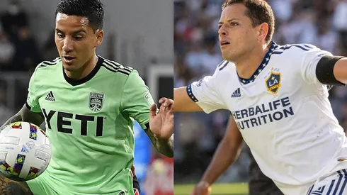 Sebastian Driussi of Austin FC and Javier Hernandez of Los Angeles Galaxy
