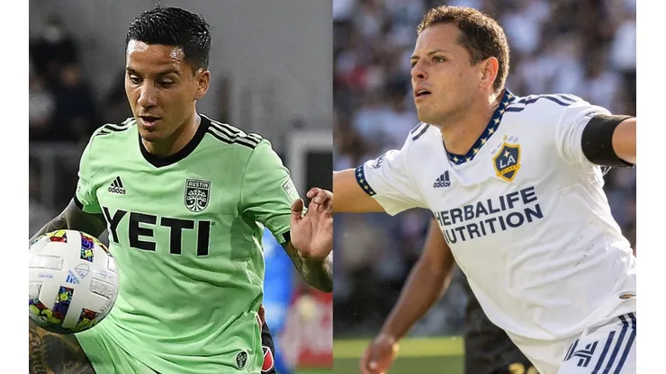 Sebastian Driussi of Austin FC and Javier Hernandez of Los Angeles Galaxy