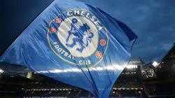 The Chelsea club badge on a flag