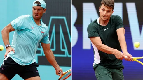 Rafael Nadal (left) and Miomir Kecmanovic