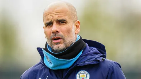 Manchester City's Pep Guardiola in action during training
