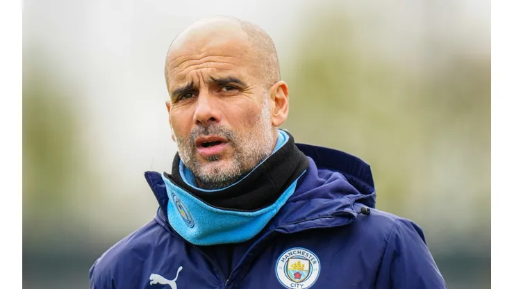 Manchester City's Pep Guardiola in action during training