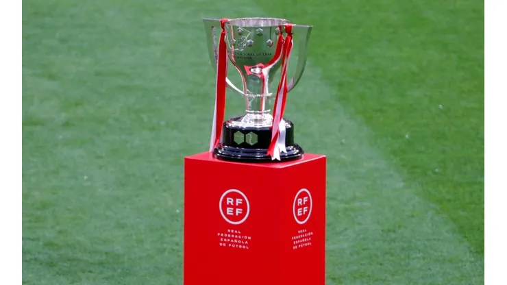 A view of the La Liga trophy.