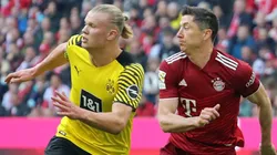 Robert Lewandowski of Bayern Muenchen and Erling Haaland of Borussia Dortmund