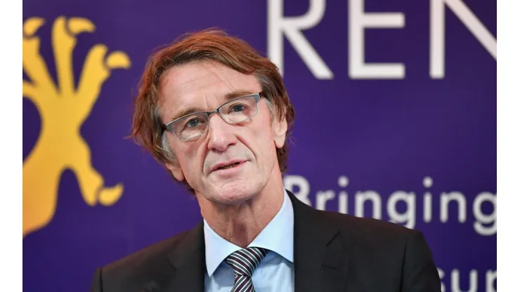 Jim Ratcliffe CEO of INEOS and senior executives attend a press conference at the Grangemouth plant