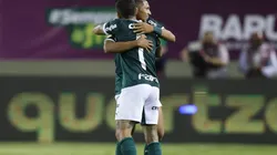 Dudu of Palmeiras celebrates with his team mate Rony