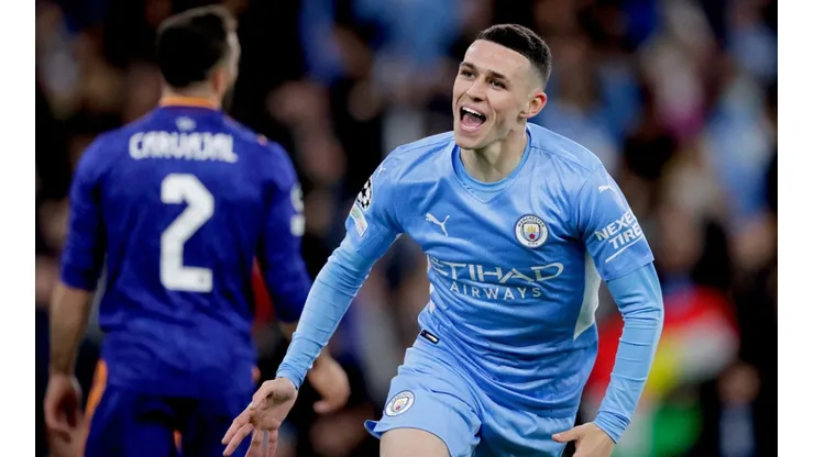 Phil Foden celebrates his goal against Real Madrid.