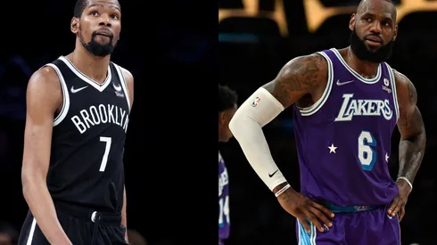 Kevin Durant of the Brooklyn Nets and LeBron James of the Los Angeles Lakers