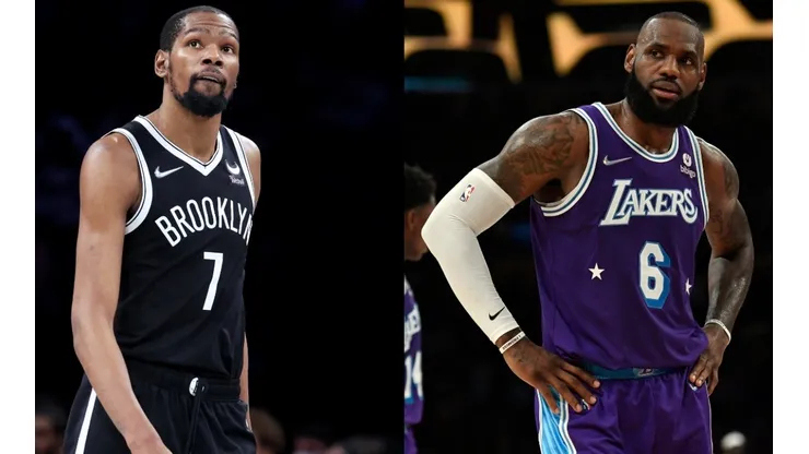 Kevin Durant of the Brooklyn Nets and LeBron James of the Los Angeles Lakers