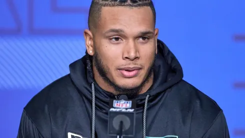 Jermaine Johnson II at the combine press day