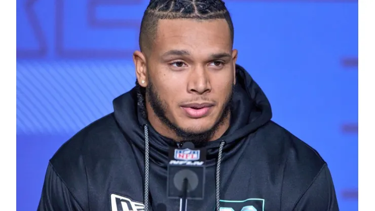 Jermaine Johnson II at the combine press day