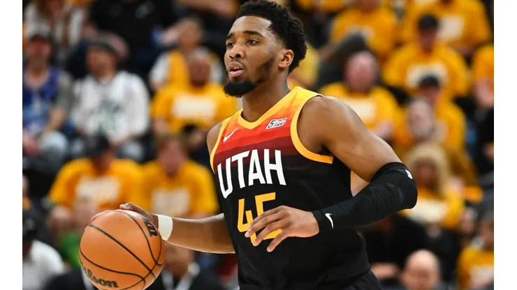 Donovan Mitchell of the Utah Jazz in action during the Western Conference First Round Playoffs