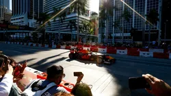 Red Bull Racing driver Patrick Friesacher performs a show run