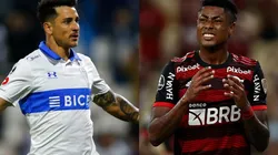 Fernando Zampedri of Universidad Catolica and Bruno Henrique of Flamengo