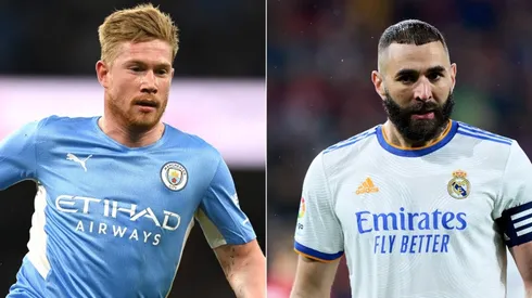 Karim Benzema of Real Madrid and Kevin De Bruyne of Manchester City