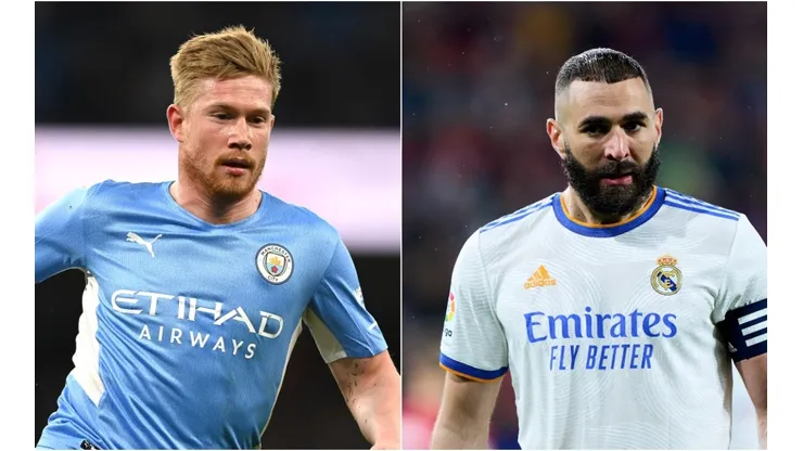 Karim Benzema of Real Madrid and Kevin De Bruyne of Manchester City