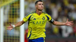 Cristiano Ronaldo of Al Nassr celebrating after scores the 1st goal during the Saudi Pro League match between Al Nassr and Al Raed