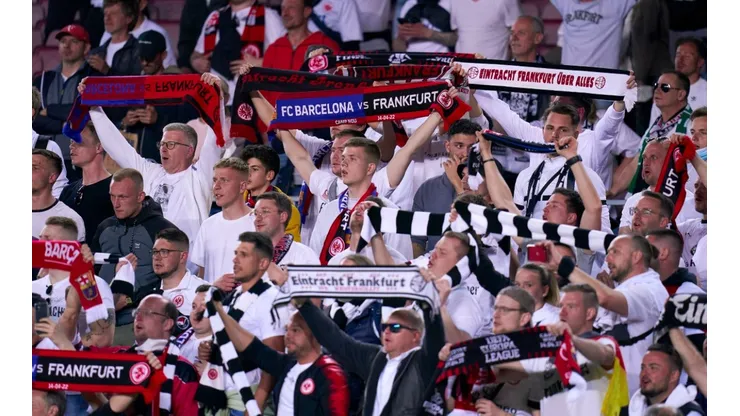 Fans of Eintracht Frankfurt at Camp Nou