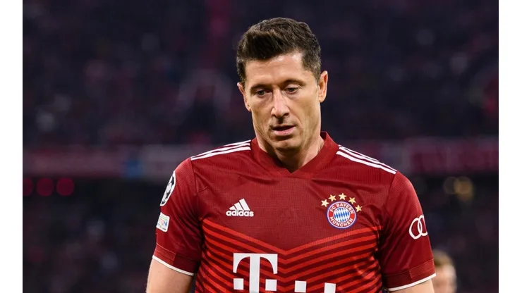 Robert Lewandowski of Bundesliga champions defenders Bayern Munich