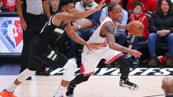 Milwaukee Bucks forward Giannis Antetokounmpo and Chicago Bulls forward DeMar DeRozan