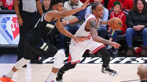 Milwaukee Bucks forward Giannis Antetokounmpo and Chicago Bulls forward DeMar DeRozan