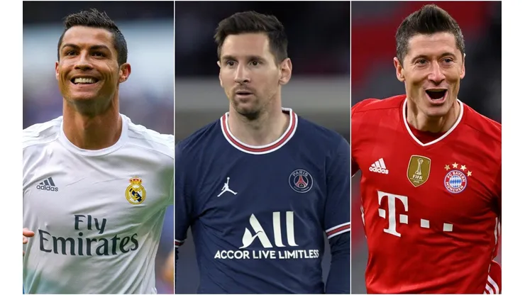 Cristiano Ronaldo, Lionel Messi, and Robert Lewandowski