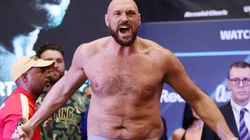 Tyson Fury screaming during the weigh in ceremony of his clash against Dillian Whyte