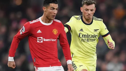 Cristiano Ronaldo of Manchester United and Ben White of Arsenal