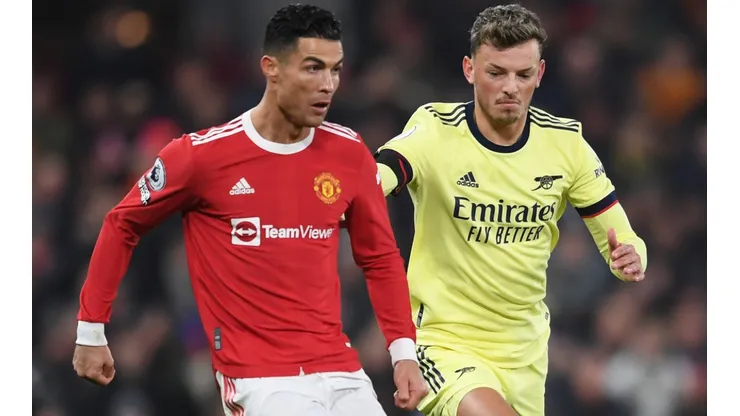 Cristiano Ronaldo of Manchester United and Ben White of Arsenal