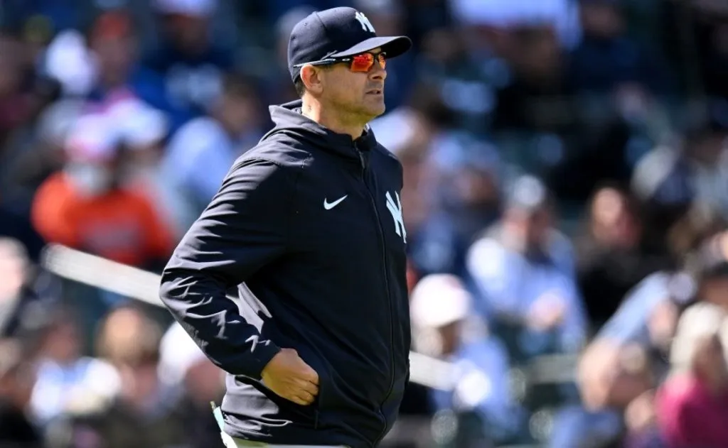 Aaron Boone during the 2024 season with the Yankees. (G Fiume/Getty Images)